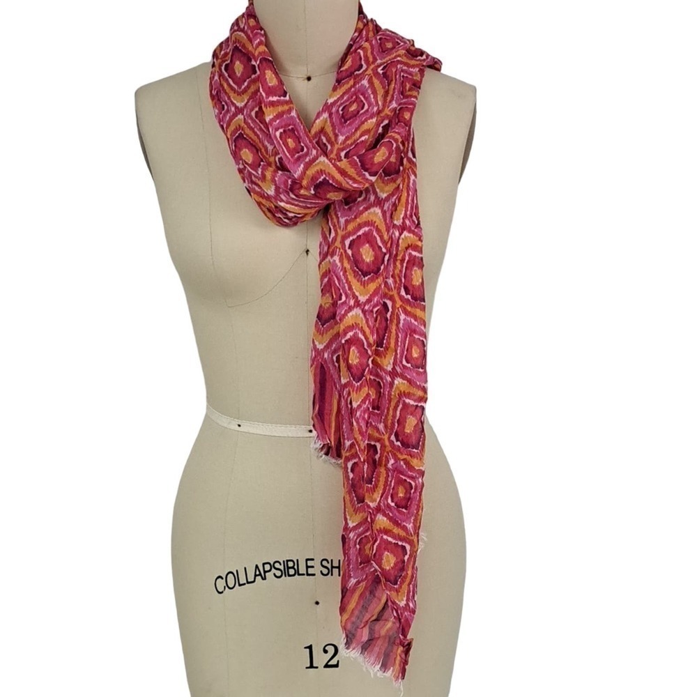 Vera Bradley Clementine scarf Orange Pink Geometric print NWT